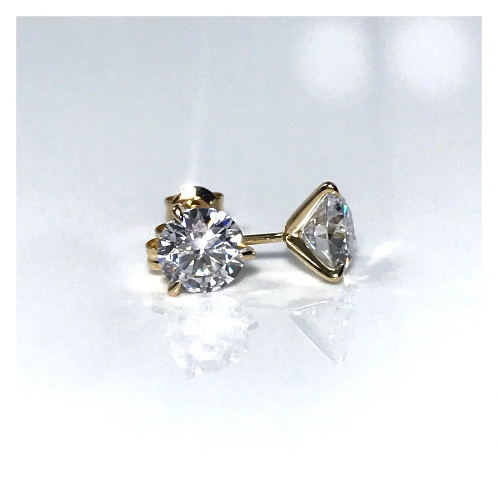 14KT 2 CARAT GENUINE MOISSANITE SOLID YELLOW GOLD MARTINI SET STUD EARRINGS NWOT - Picture 11 of 12